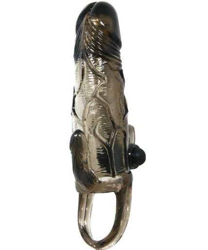 BAILE - BRAVE MAN PENIS COVER WITH CLIT AND ANAL STIMULATION DOUBLE BULLET BLACK 16.5 CM