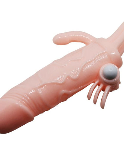 BAILE - BRAVE MAN PENIS COVER WITH CLIT AND ANAL STIMULATION FLESH 16.5 CM