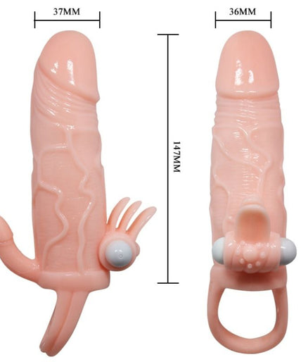 BAILE - BRAVE MAN PENIS COVER WITH CLIT AND ANAL STIMULATION FLESH 16.5 CM