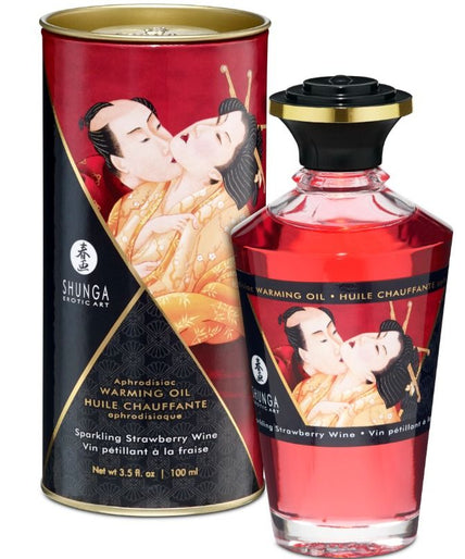 SHUNGA - STRAWBERRIES AND CAVA HEAT EFFECT MASSAGE OIL 100 ML