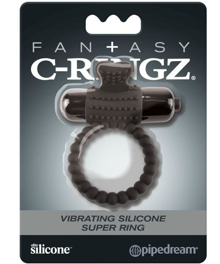 FANTASY C-RINGZ - BLACK SILICONE VIBRATING RING