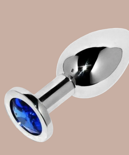 Metal Hard – Anale Plug Diamond Blauw Klein 5,71 cm – Roestvrij Staal