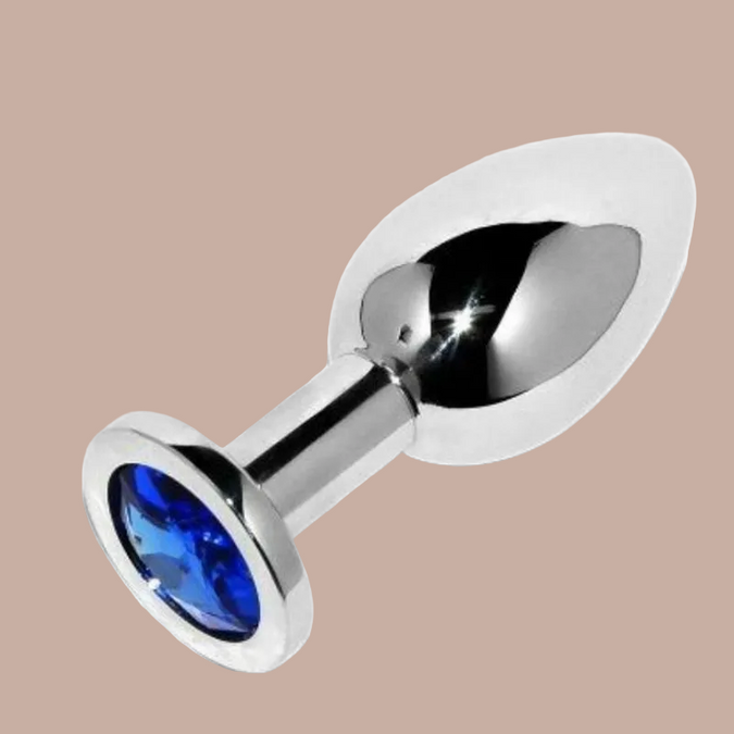 Metal Hard – Anale Plug Diamant Blauw Klein 5,71 cm