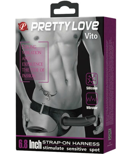 PRETTY LOVE - VITO STRAP ON WITH HOLLOW DILDO AND VIBRATION 17.3 CM