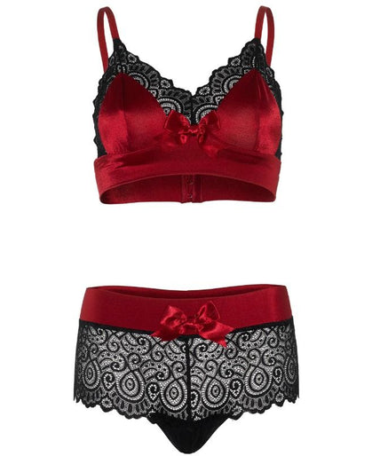 LEG AVENUE - 2 DELIGE SET ZWART EN ROOD S/M