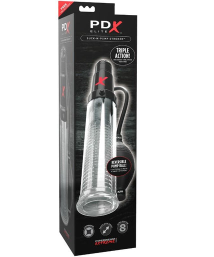 PDX ELITE - ZUIG- EN POMPSTROKER TRILLERIGE MASTURBATOR MET ZUIGPOMP