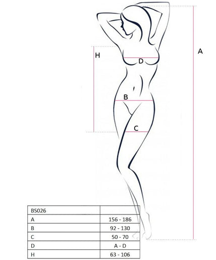 PASSION - WOMAN BS026 BLACK DRESS STYLE BODYSTOCKING ONE SIZE