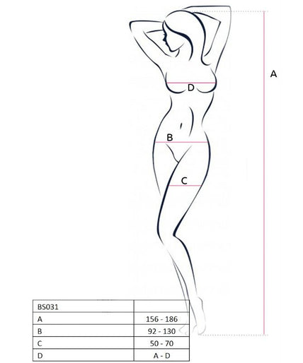PASSION - VROUW BS031 BODYSTOCKING ZWART ÉÉN MAAT