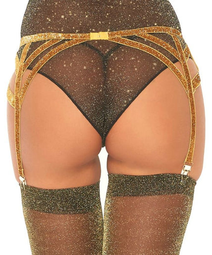 LEG AVENUE - LUREX ELASTISCHE JARRETELGORDEL EEN MAAT