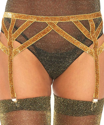 LEG AVENUE - LUREX ELASTISCHE JARRETELGORDEL EEN MAAT