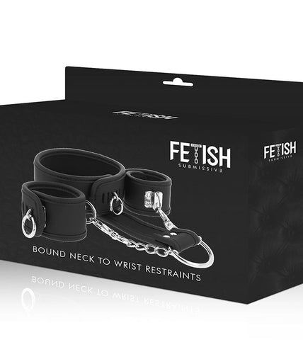 FETISH SUBMISSIVE - VEGAN LEATHER NECKLACE AND HANDCUFFS WITH NOPRENE LINING