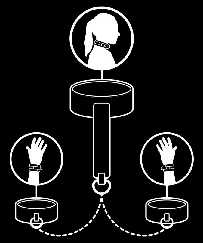 Fetish Submissive – Vegan Leren Ketting en Handboeien met Neopreen Voering
