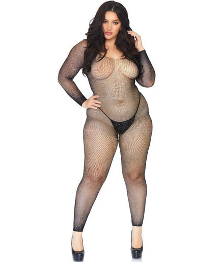 LEG AVENUE - BODY STOCKING MET NET EN KRISTALLEN 1X-2X