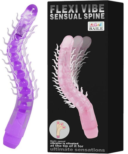 BAILE - FLEXI VIBE SENSUAL SPINE BENDABLE VIBRATING DILDO LILAC 23.5 CM