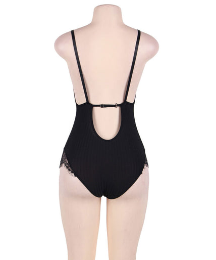 SUBBLIME - QUEEN PLUS TEDDY WITH CLEARS AND FRINGES BLACK