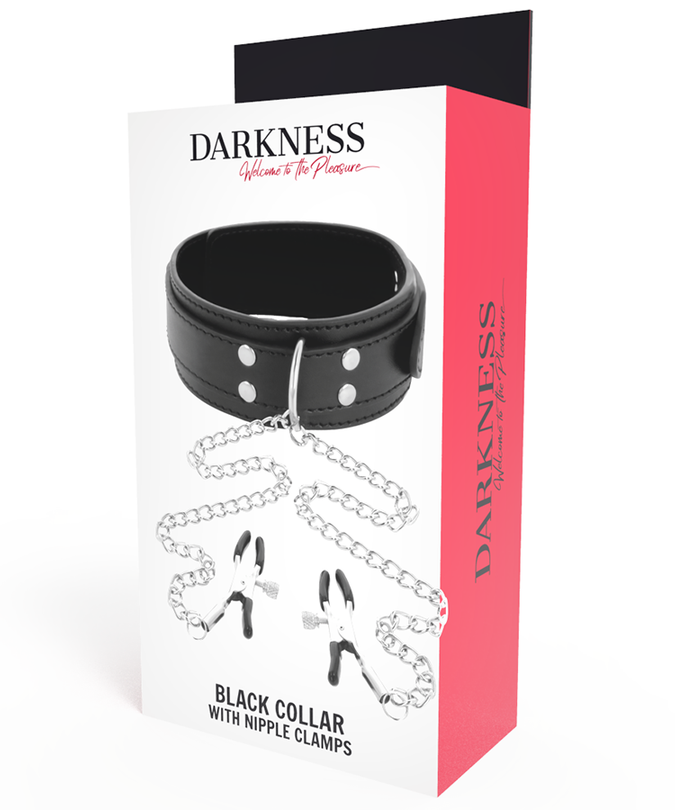 DARKNESS - COLLAR WITH NIPPLE CLAMPS BLACK