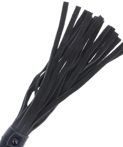DARKNESS - BLACK BONDAGE WHIP WITH LEATHER HANDLE