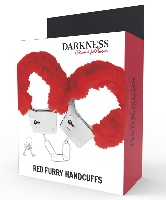 DARKNESS - RED LINED METAL HANDCUFFS