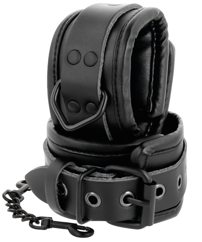 DARKNESS - ADJUSTABLE BLACK LEATHER HANDS HANDCUFFS