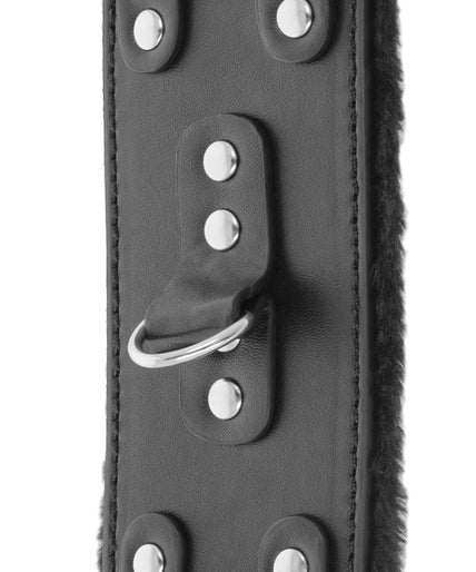 DARKNESS - BLACK ADJUSTABLE LEATHER HANDCUFFS WITH LINING