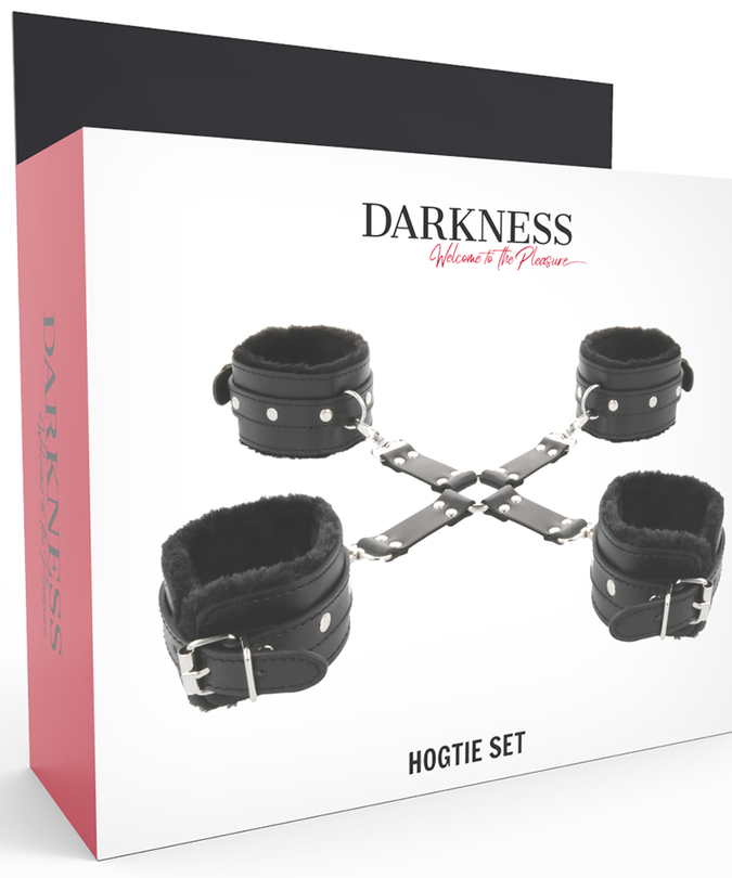 Darkness – Lederhandschellen für Füße und Hände Schwarz