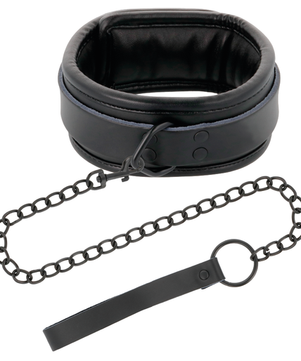 DARKNESS - BLACK LEATHER HANDCUFFS AND COLLAR