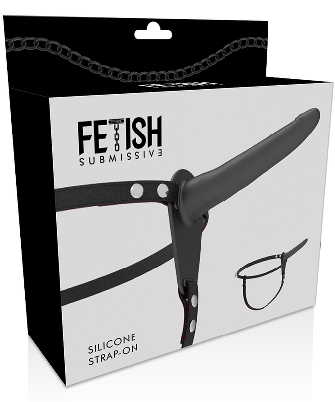 FETISJ SLAAF HARNAS - ZWART SILICONE 15 CM