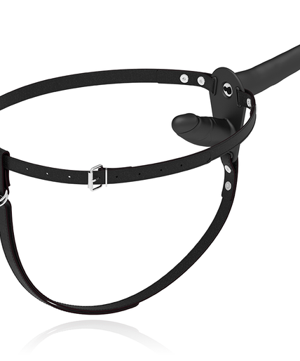 FETISH SUBMISSIVE HARNESS - DOUBLE PENETRATION BLACK VIBRATOR