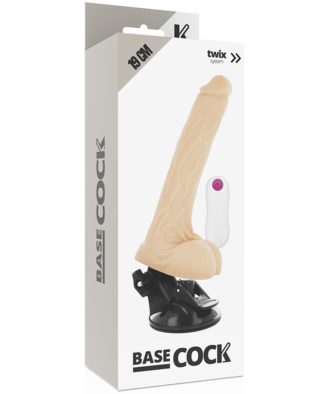 Basecock – Realistische vibrator met afstandsbediening, huidkleurig, 19 cm lang, 4 cm diameter