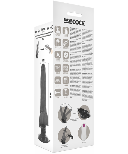 BASECOCK - REALISTIC VIBRATOR REMOTE CONTROL BLACK 19 CM -O- 4 CM