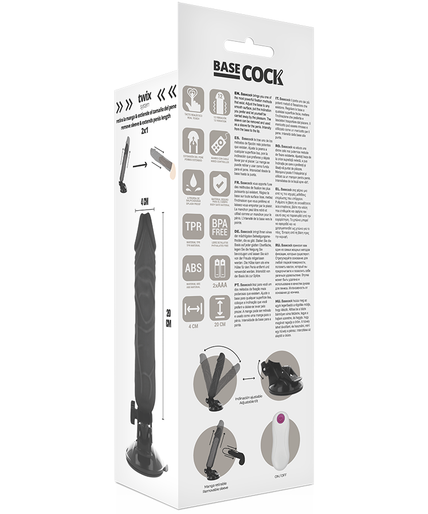 BASECOCK - REALISTIC VIBRATOR REMOTE CONTROL BLACK 20 CM -O- 4 CM