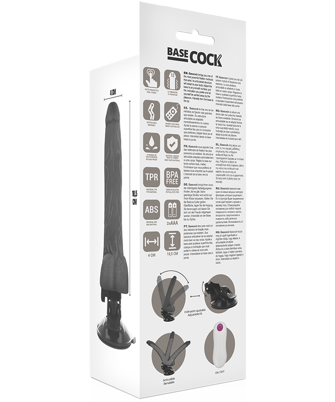 Basecock – Realistic Articulable Remote Control Black 18.5 Cm -O- 4 Cm