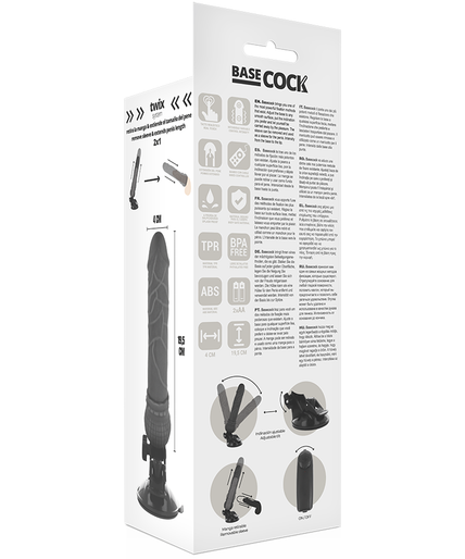 BASECOCK - REALISTIC VIBRATOR REMOTE CONTROL BLACK 19.5 CM -O- 4 CM