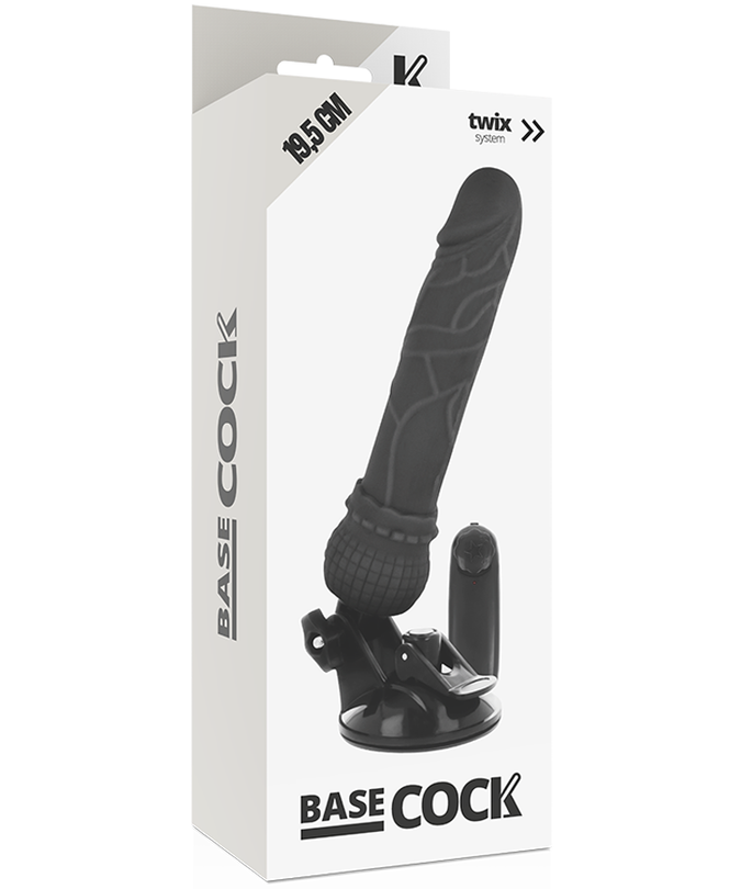 Basecock – Realistische Vibrator met Afstandsbediening Zwart 19,5 Cm -Ø- 4 Cm