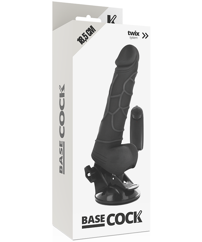 BASECOCK - REALISTISCHE VIBRATOR AFSTANDSBEDIENING ZWART 18,5 CM -O- 4CM