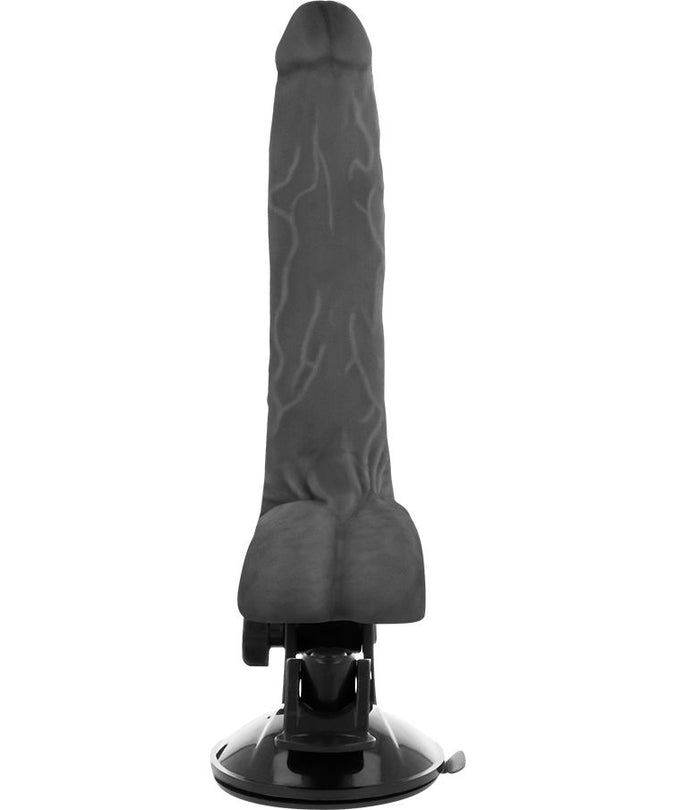 BASECOCK - REALISTIC BLACK REMOTE CONTROL VIBRATOR WITH TESTICLES 20 CM -O- 4 CM