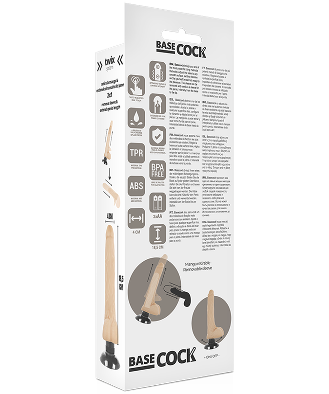 BASECOCK - REALISTIC VIBRATOR 2-1 FLESH 18.5 CM -O- 4 CM