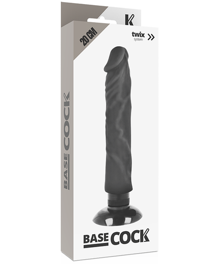 BASECOCK - REALISTIC VIBRATOR 2-1 BLACK 20 CM -O- 4 CM