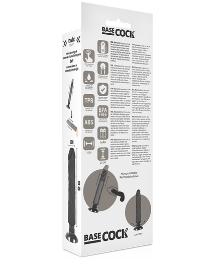 BASECOCK - REALISTIC VIBRATOR 2-1 BLACK 20 CM -O- 4 CM
