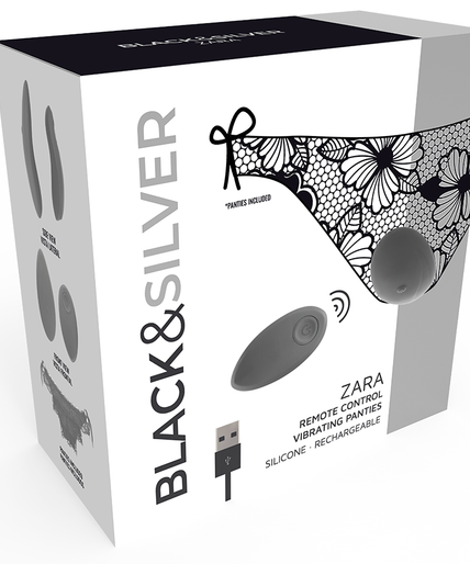 BLACK&SILVER - ZARA REMOTE CONTROL STIMULATOR WITH FREE PANTY