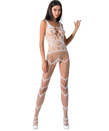 PASSION - DAMES BS058 WITTE BODYSTOCKING EEN MAAT