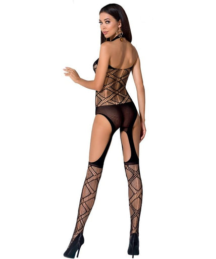 PASSION - DAMES BS060 BODYSTOCKING ZWART EEN MAAT