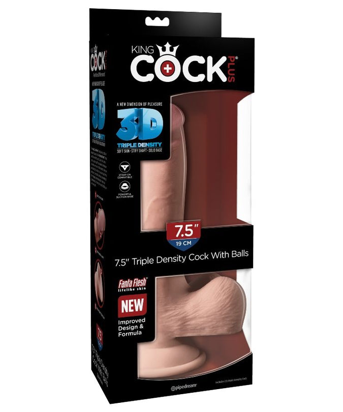 KING COCK - DRIEVOUDIGE DICHTHEID DILDO 19 CM