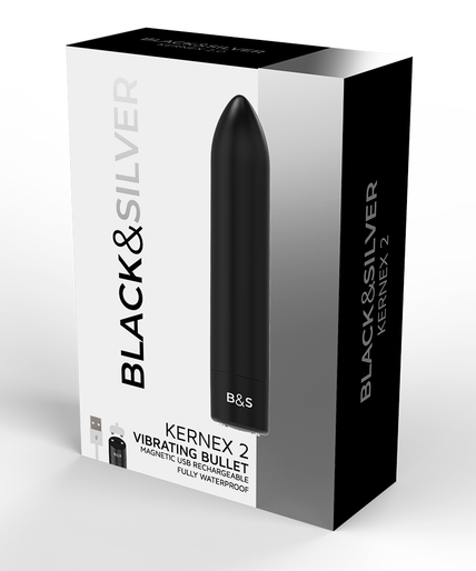 BLACK&SILVER - KERNEX 2 BLACK VIBRATING MAGNETIC BULLET