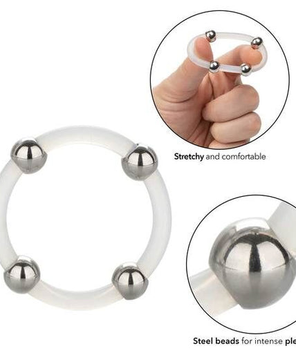 CALEXOTICS - STEEL BEADED SILICONE RING L
