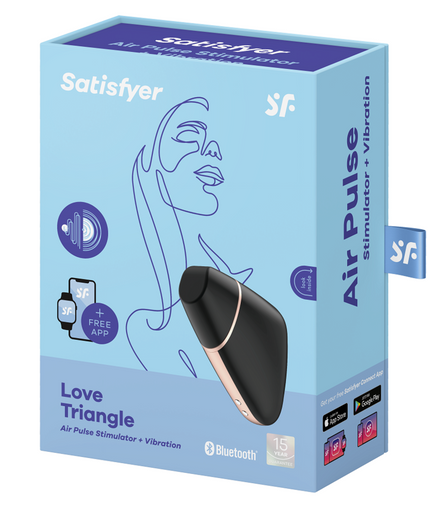 SATISFYER - LOVE TRIANGLE AIR PULSE STIMULATOR & VIBRATOR BLACK