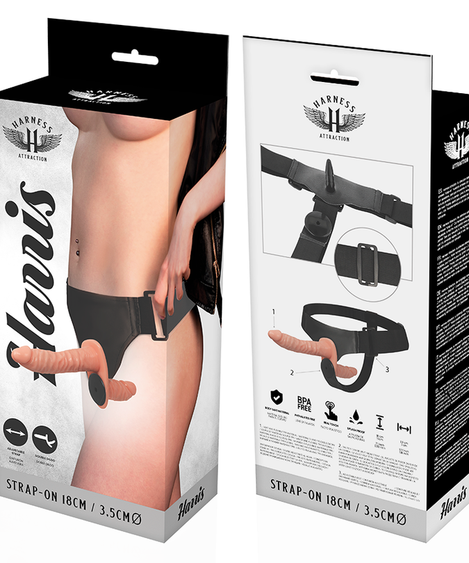 HARNESS ATTRACTION - HARRIS DOUBLE PENETRACI N WITH VIBRATION 18 CM -O- 3.5 CM