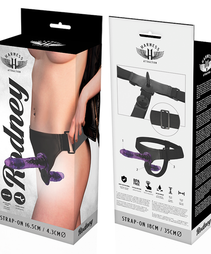 HARNESS ATTRACTION - RODNEY DOUBLE PENETRACI N VIBRATOR 18 CM -O- 3.5 CM