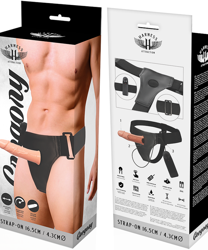 Harness Attraction – Gregory Hollow Rnes met vibrator 16,5 cm – O – 4,3 cm