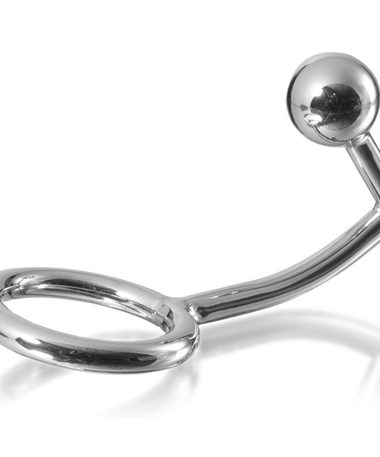 Metal Hard Cock Ring with Anal Intruder Hook 40mm – Stainless Steel